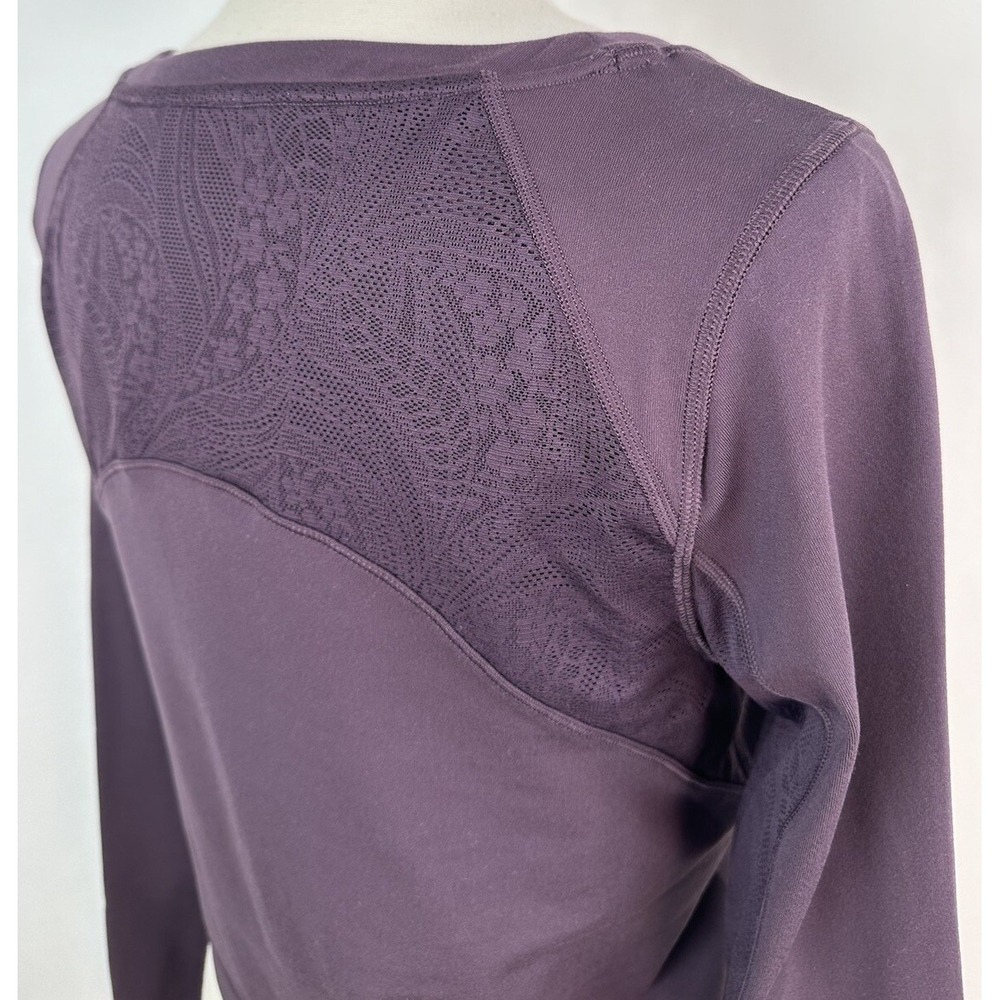 NWT Athleta Shanti Lace Top Plus 1X 16W 18W Deep Crocus Violet Fitted Crop Scoop - Picture 13 of 16
